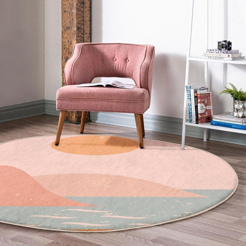 Abstract Area Rug, Abstract Living Room Round Rug, Decorative Non Slip