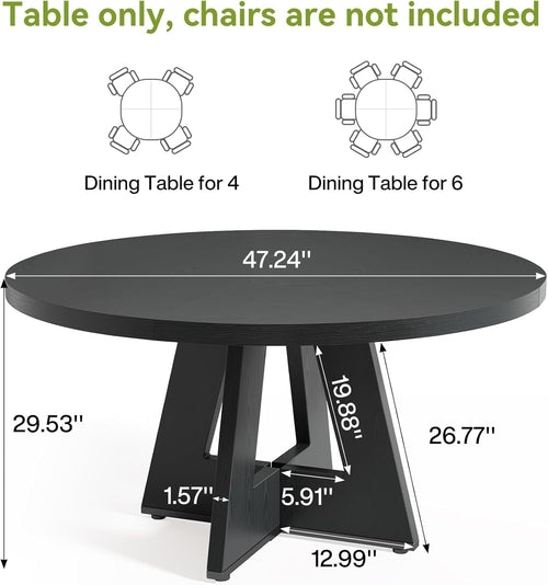 round Dining Table for 4-6 People, 47 Inches Dining Room Table with