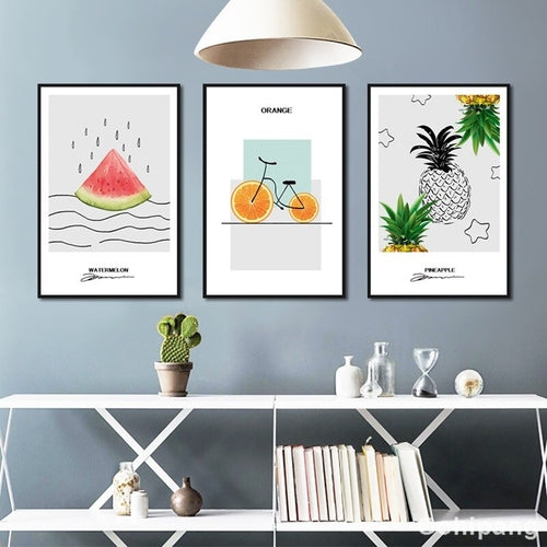 Line Fruit Posters Canvas Painting Modular Picture