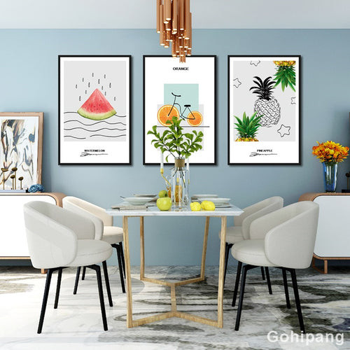 Line Fruit Posters Canvas Painting Modular Picture