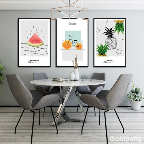 Line Fruit Posters Canvas Painting Modular Picture