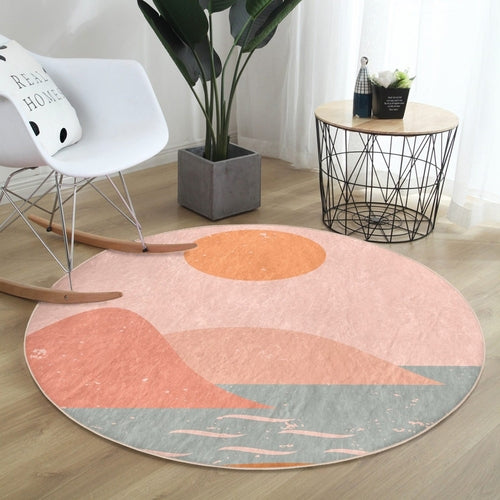 Abstract Area Rug, Abstract Living Room Round Rug, Decorative Non Slip
