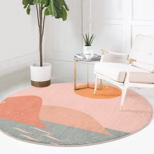 Abstract Area Rug, Abstract Living Room Round Rug, Decorative Non Slip