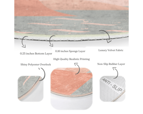 Abstract Area Rug, Abstract Living Room Round Rug, Decorative Non Slip