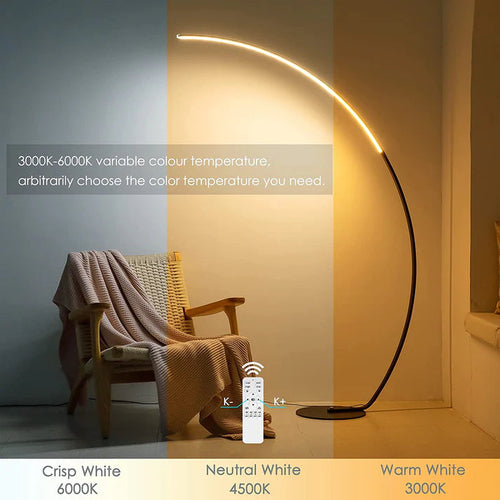 Modern Curved RGBW Floor Lamp | Sleek Ambient Lighting for Home